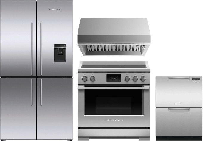 Fisher & Paykel 4 Piece Kitchen Appliances Package with French Door Refrigerator, Induction Range and Dishwasher in Stainless Steel FPRERADWRH4108