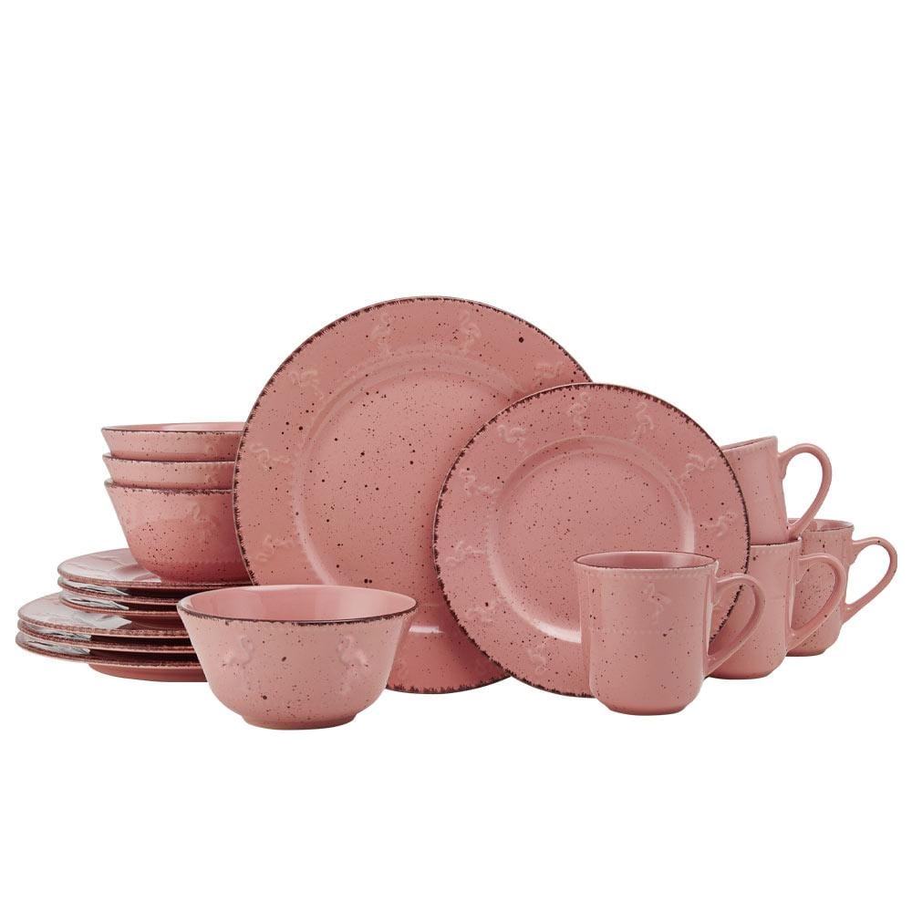 Flamingo Pink 16 Piece Dinnerware Set, Service for 4