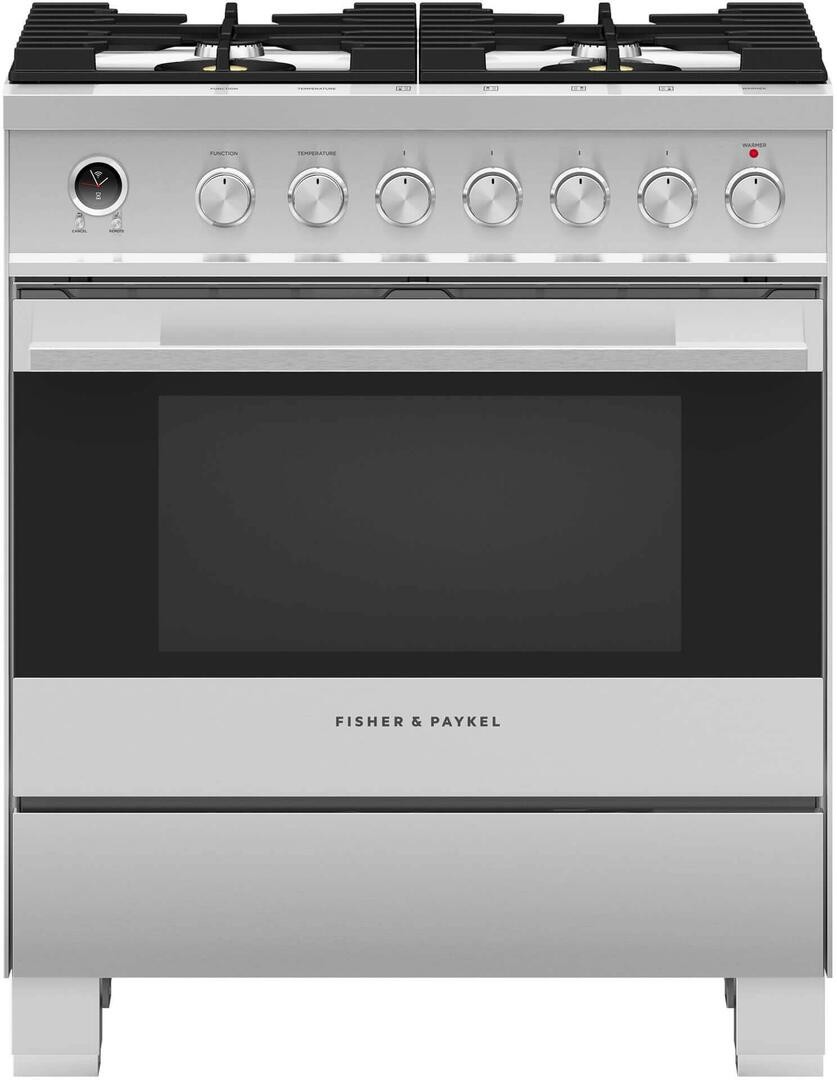 Fisher & Paykel Series 9 Contemporary 30 Freestanding Dual Fuel Natural Gas Range OR30SDG6X1