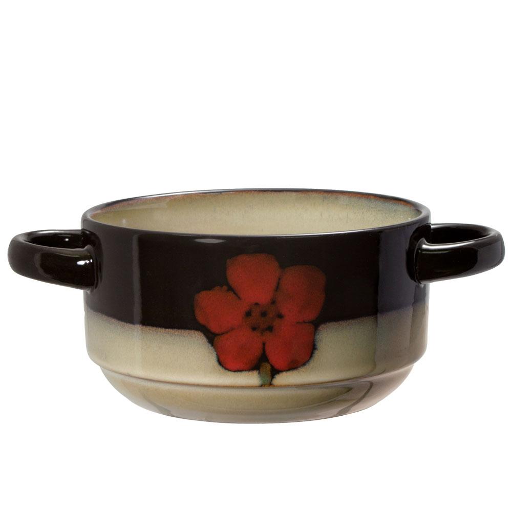 Painted Poppies Double Handled Soup Bowl