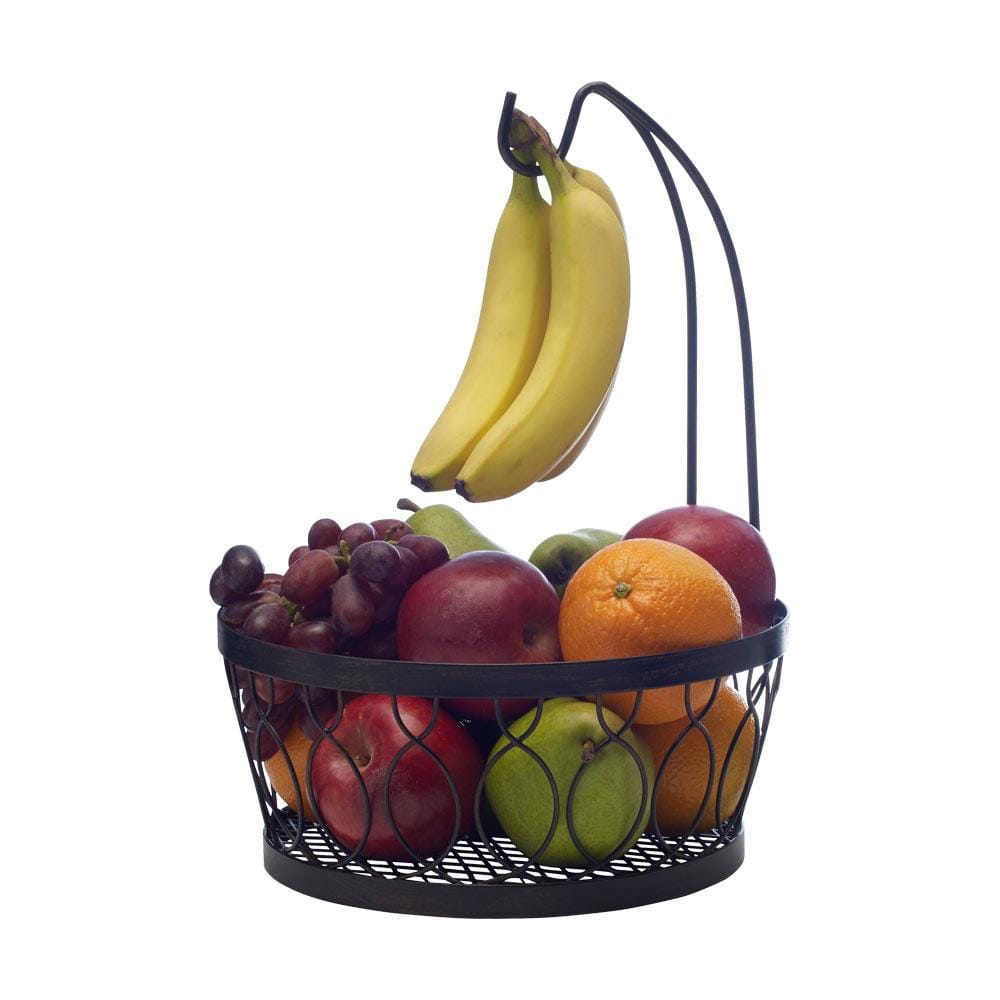 Rustic Farmstand Fruit Storage Basket with Banana Hook