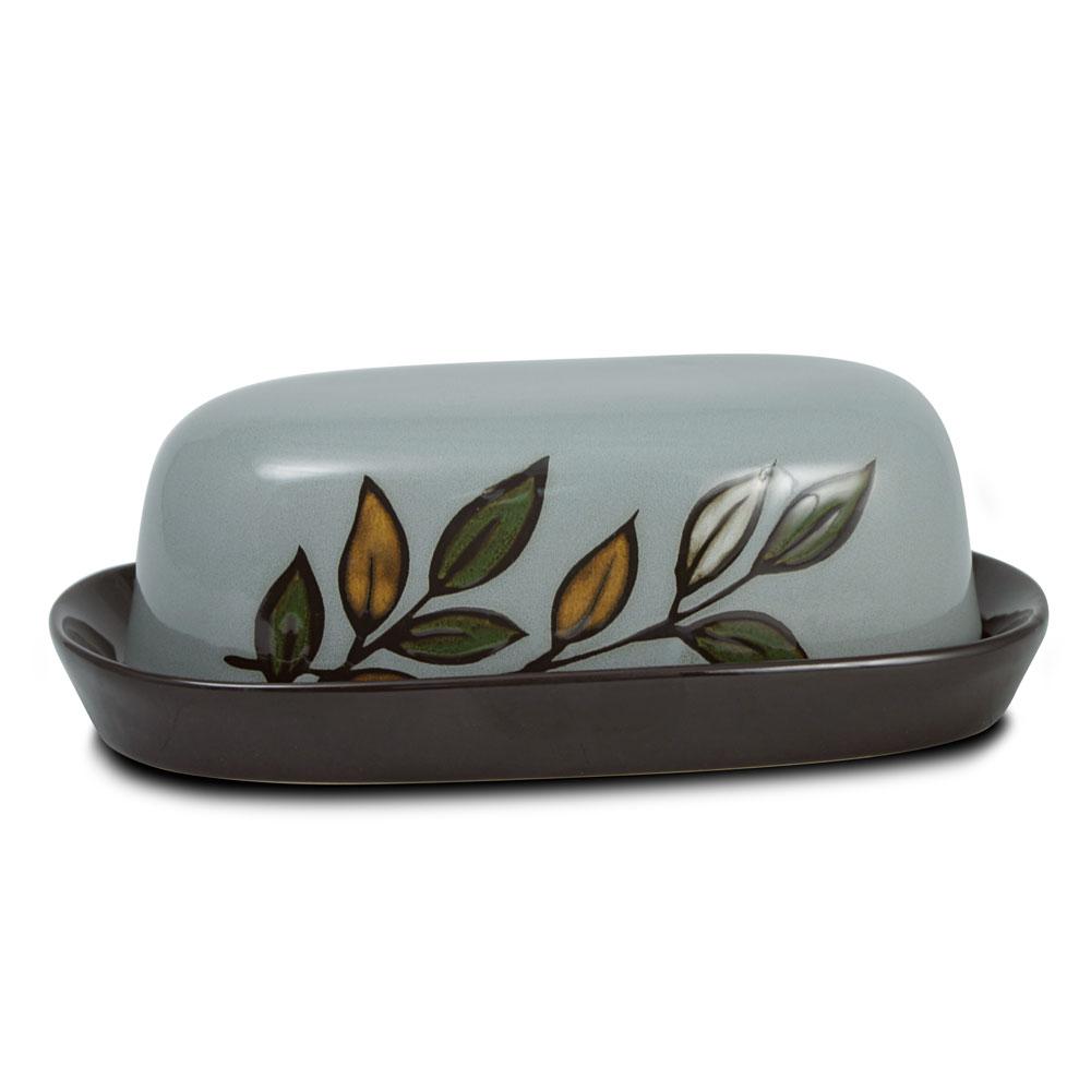 Rustic Leaves Covered Butter Dish