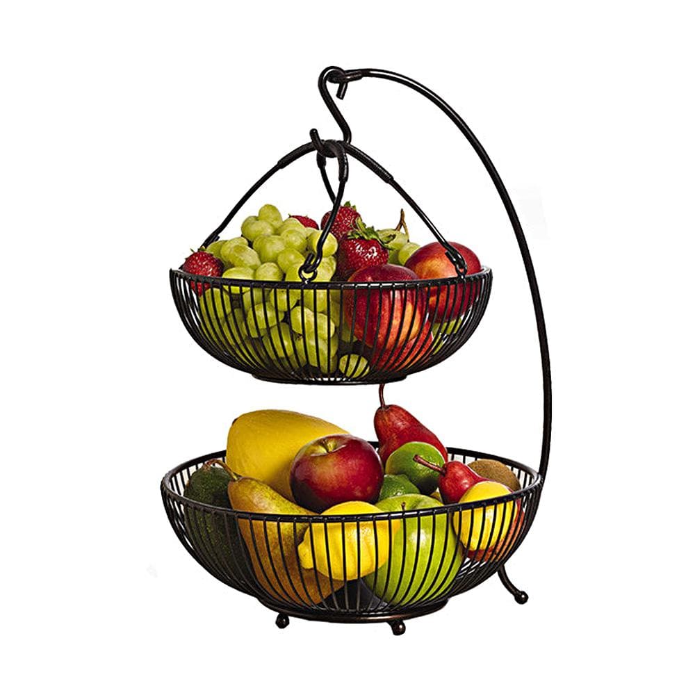 Spindle 2 Tier Fruit Basket with Banana Hook