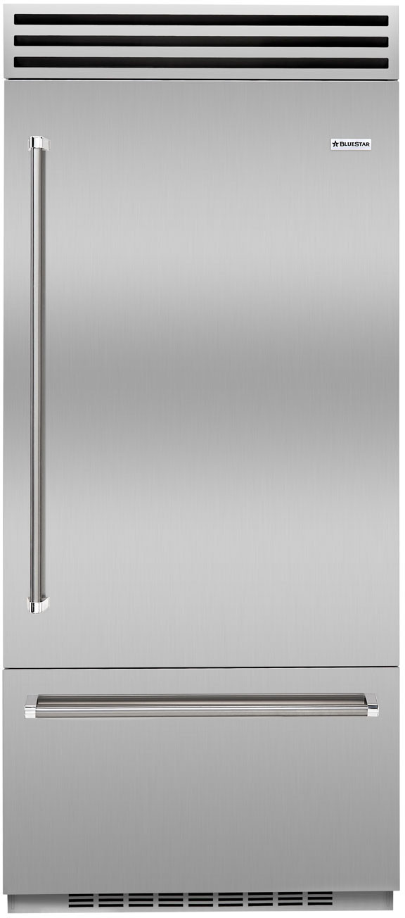 BlueStar 36 Inch 36 Built In Counter Depth Bottom Freezer Refrigerator BBB36R2CFPLT