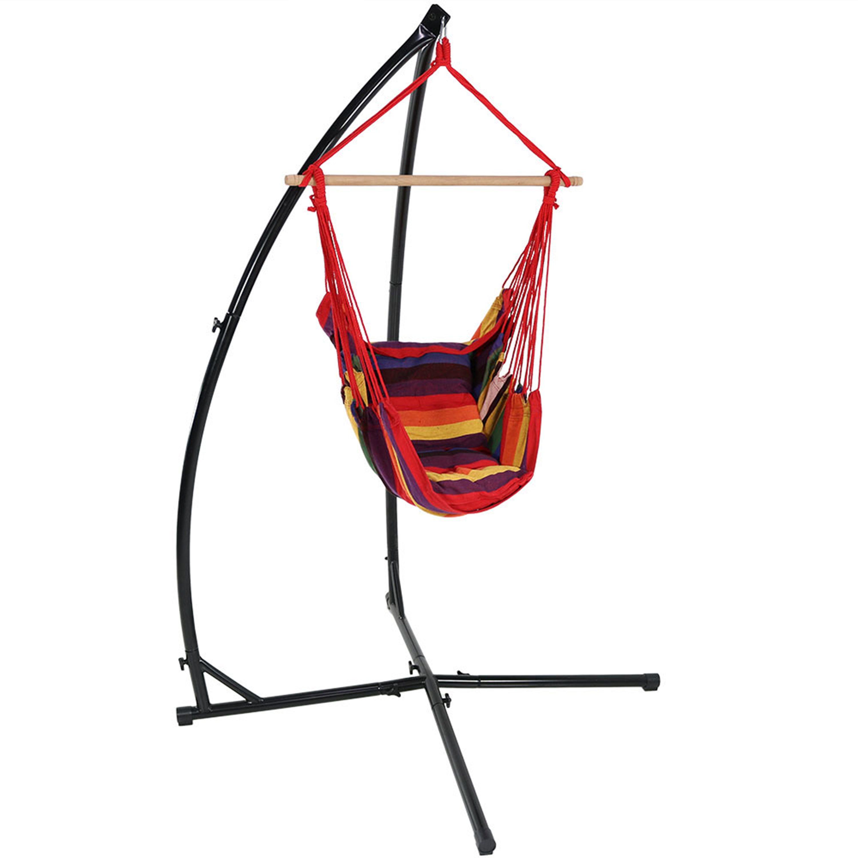 Sunnydaze Hanging Hammock Chair Swing and X-Stand Set, Outdoor Use, Max Weight: 250 pounds, Sunset