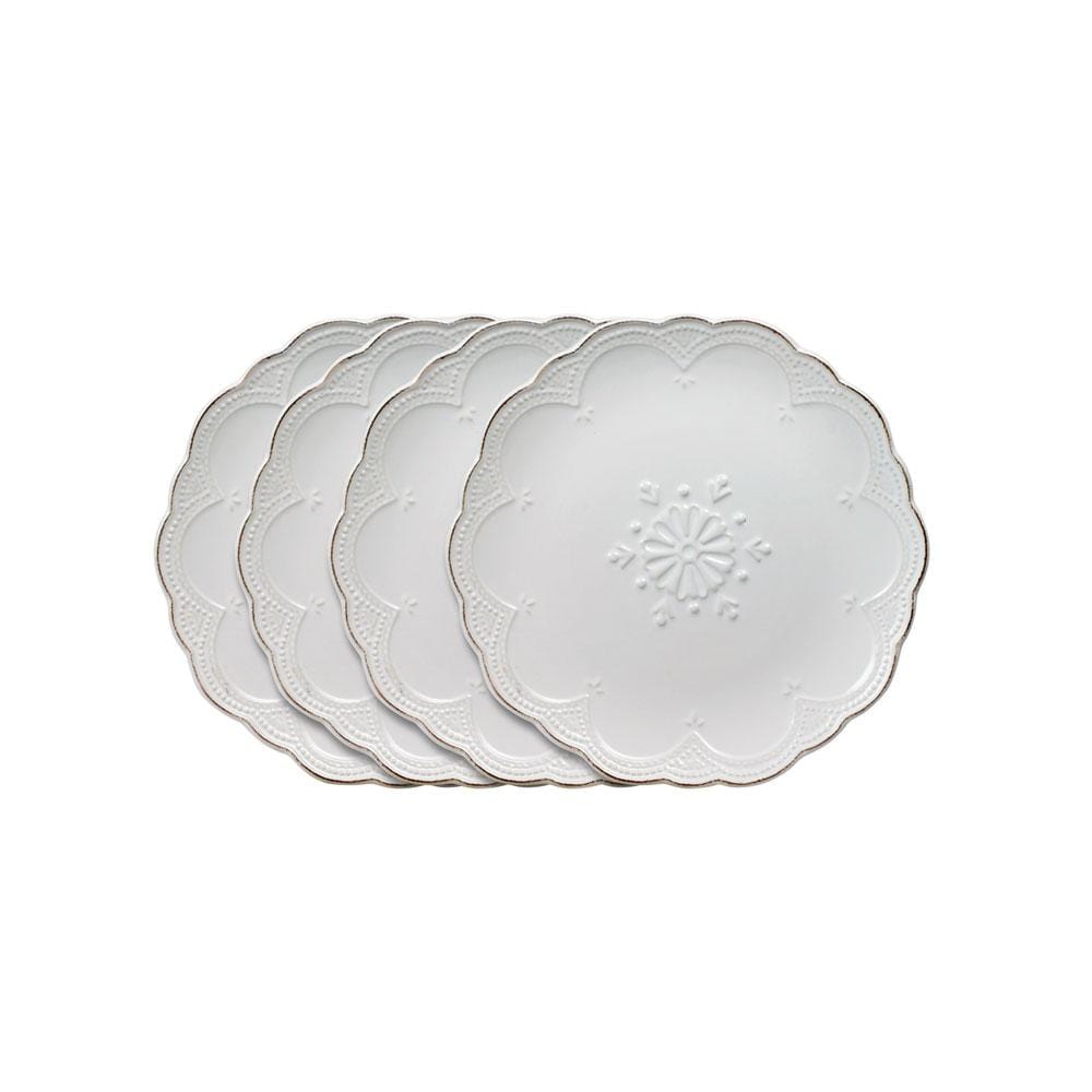 French Lace Set of 4 White Salad Plates
