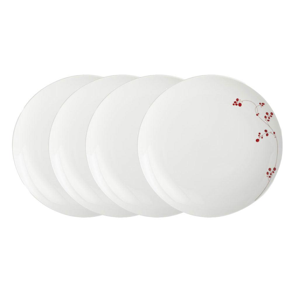 Red Berries Set of 4 Dinner Plates