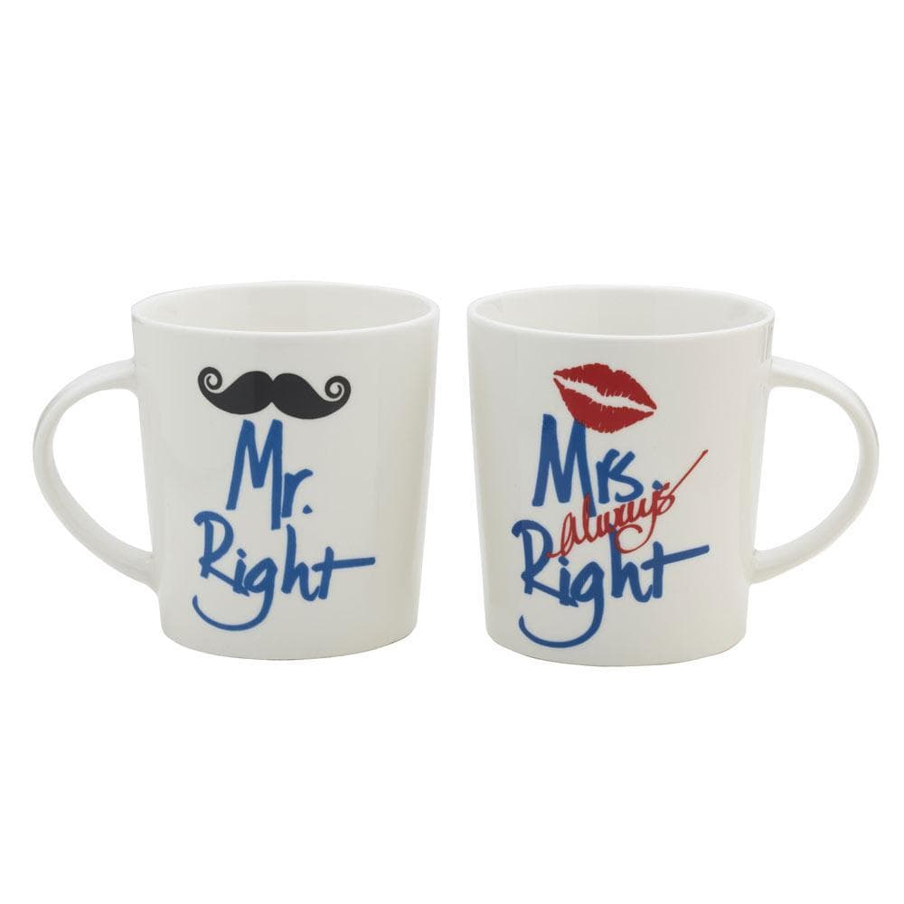Sentiment Mugs Set of 2 Mr and Mrs Right Mugs