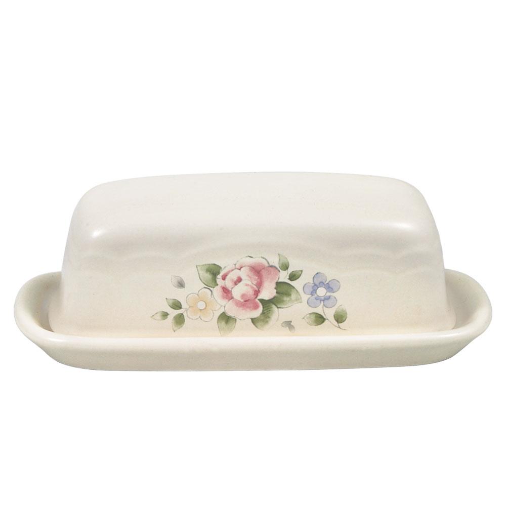 Tea Rose Covered Butter Dish