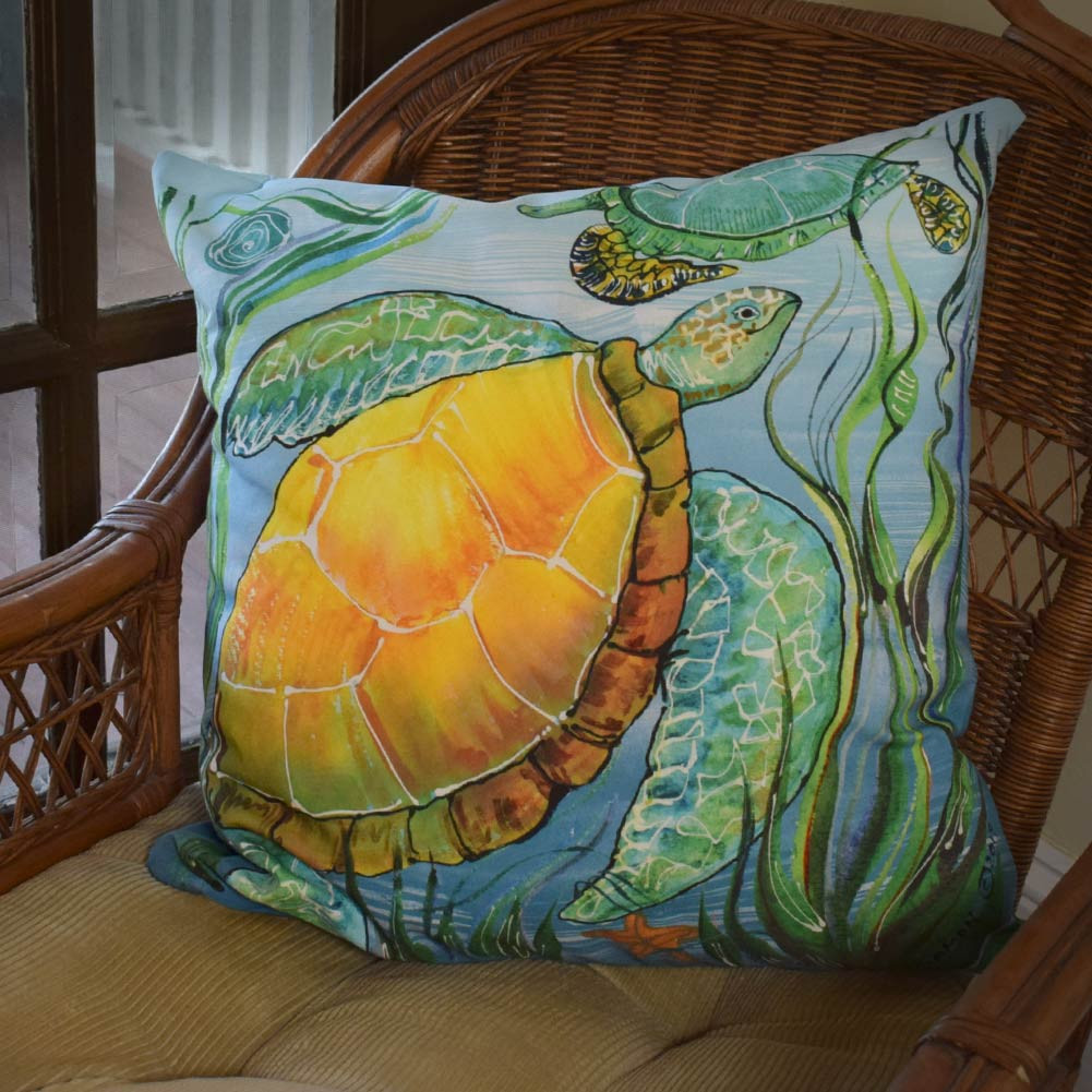 Sea Turtle Art Indoor/Outdoor Throw Pillow