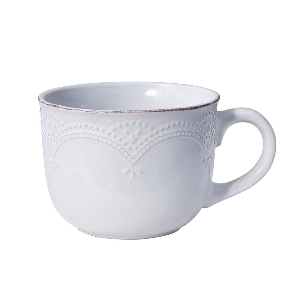 French Lace White Jumbo Soup Mug