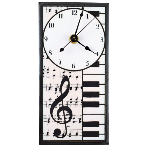 Mini Ceramic Wall Clock: Music Notes Design