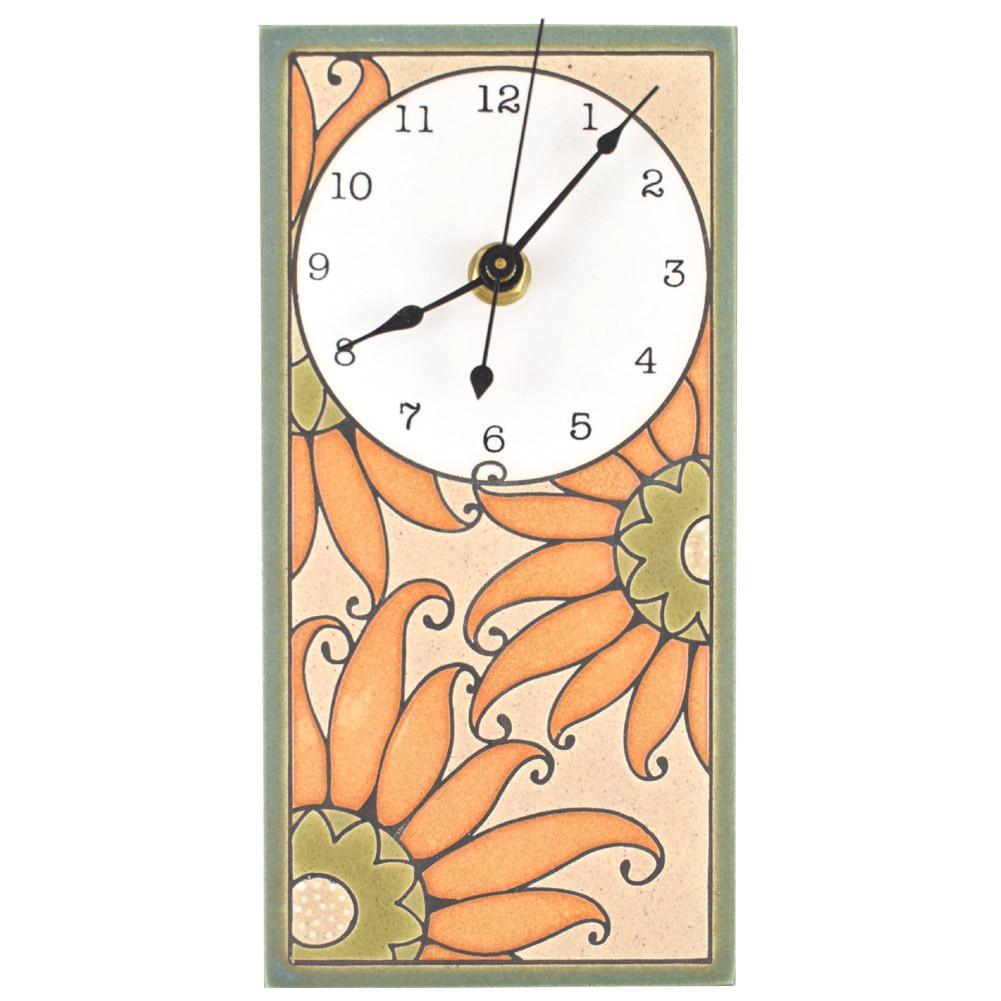 Mini Ceramic Wall Clock: Serene Sunflowers Design