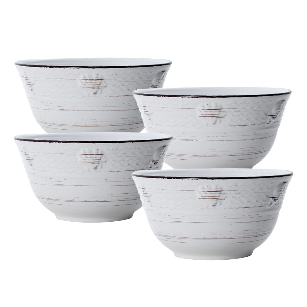 Trellis Coastal White Set of 4 Soup Cereal Bowls