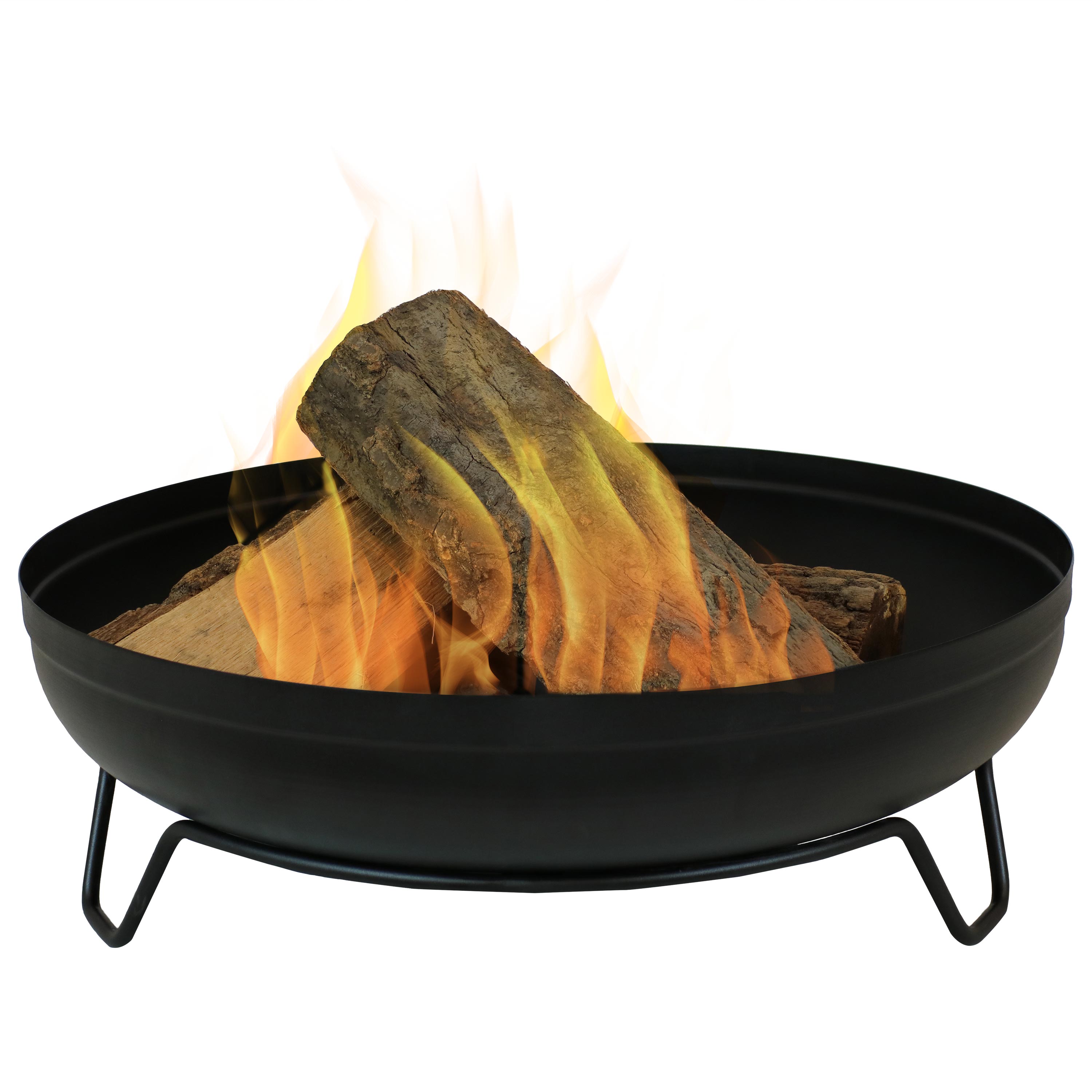 Sunnydaze Black Wood-Burning Fire Pit Bowl with Stand - 23-Inch