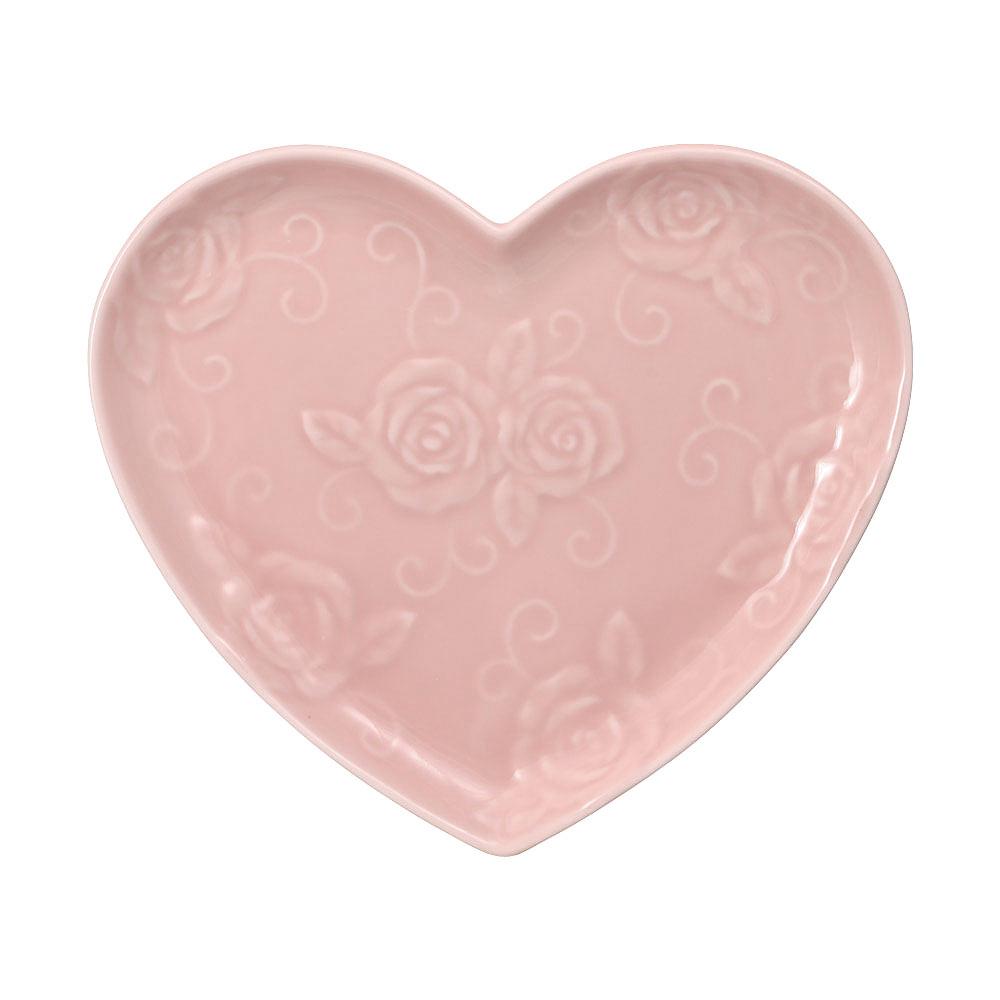 Tea Rose Pink Heart Shaped Plate