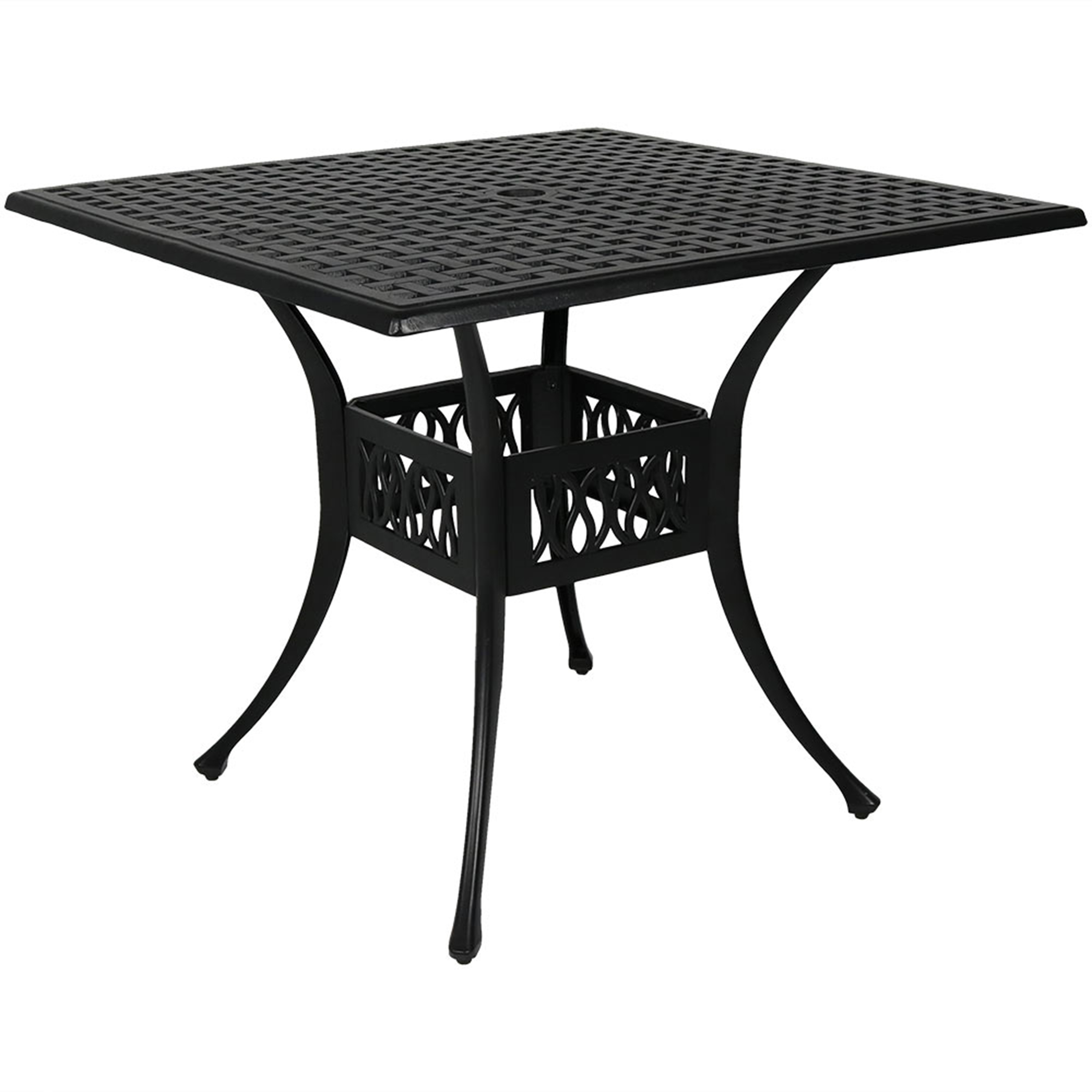 Sunnydaze Black Cast Aluminum Square Dining Table - 35 Inch