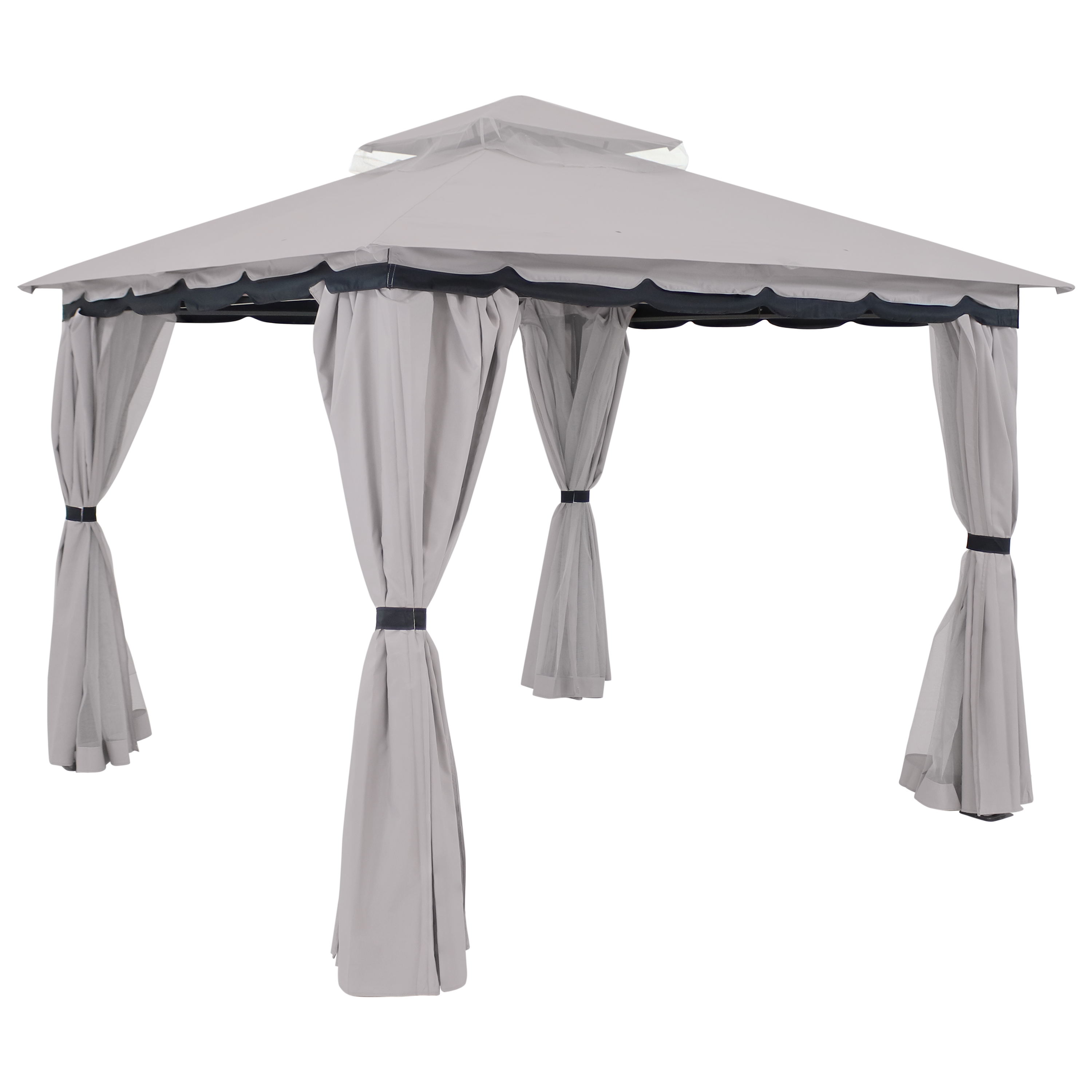 Sunnydaze Soft Top Patio Gazebo - 10x10 Foot with Mesh Screen and Privacy Wall - Gray