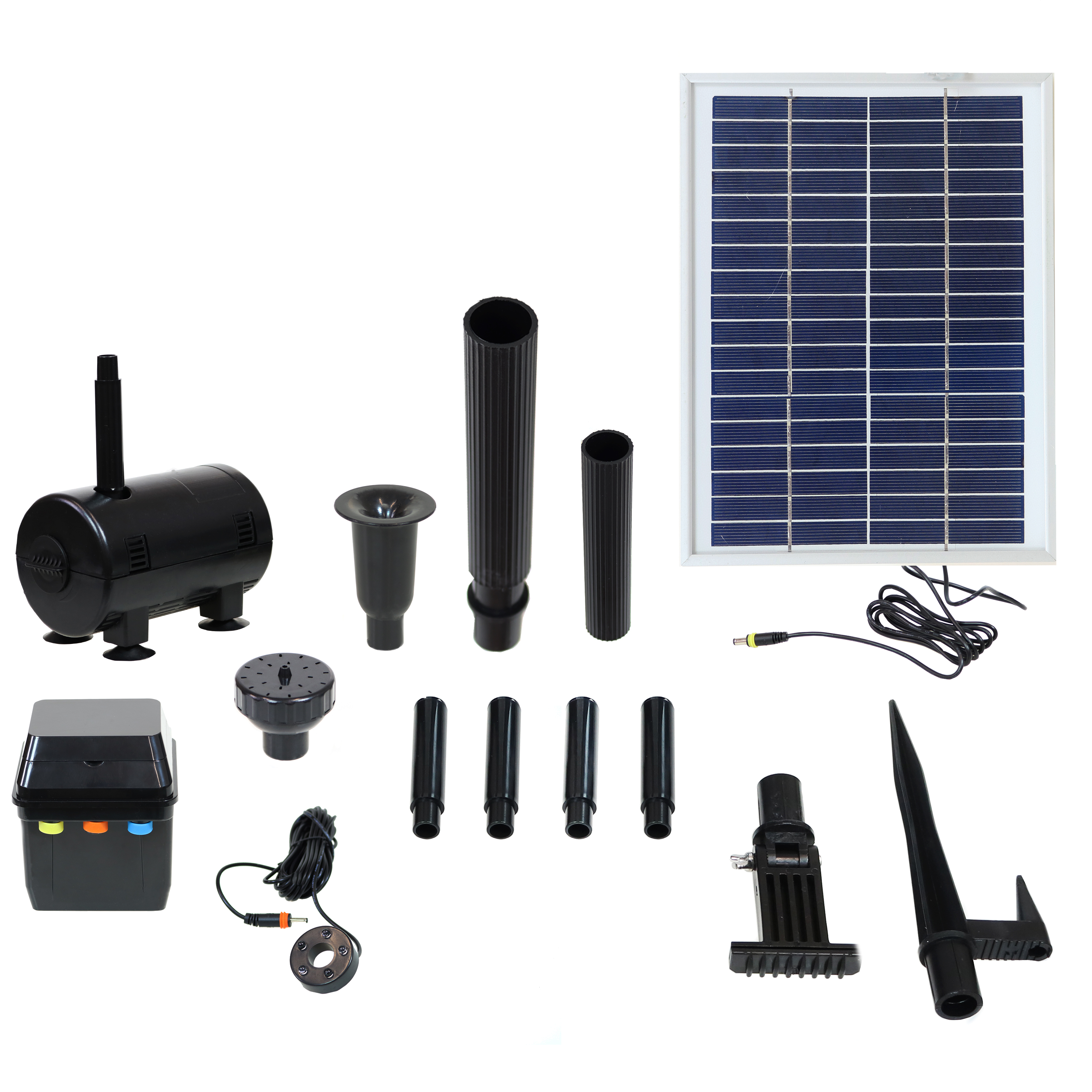 Sunnydaze Solar Pump &amp; Solar Panel Kit with Battery Pack &amp; LED Light - 132 GPH