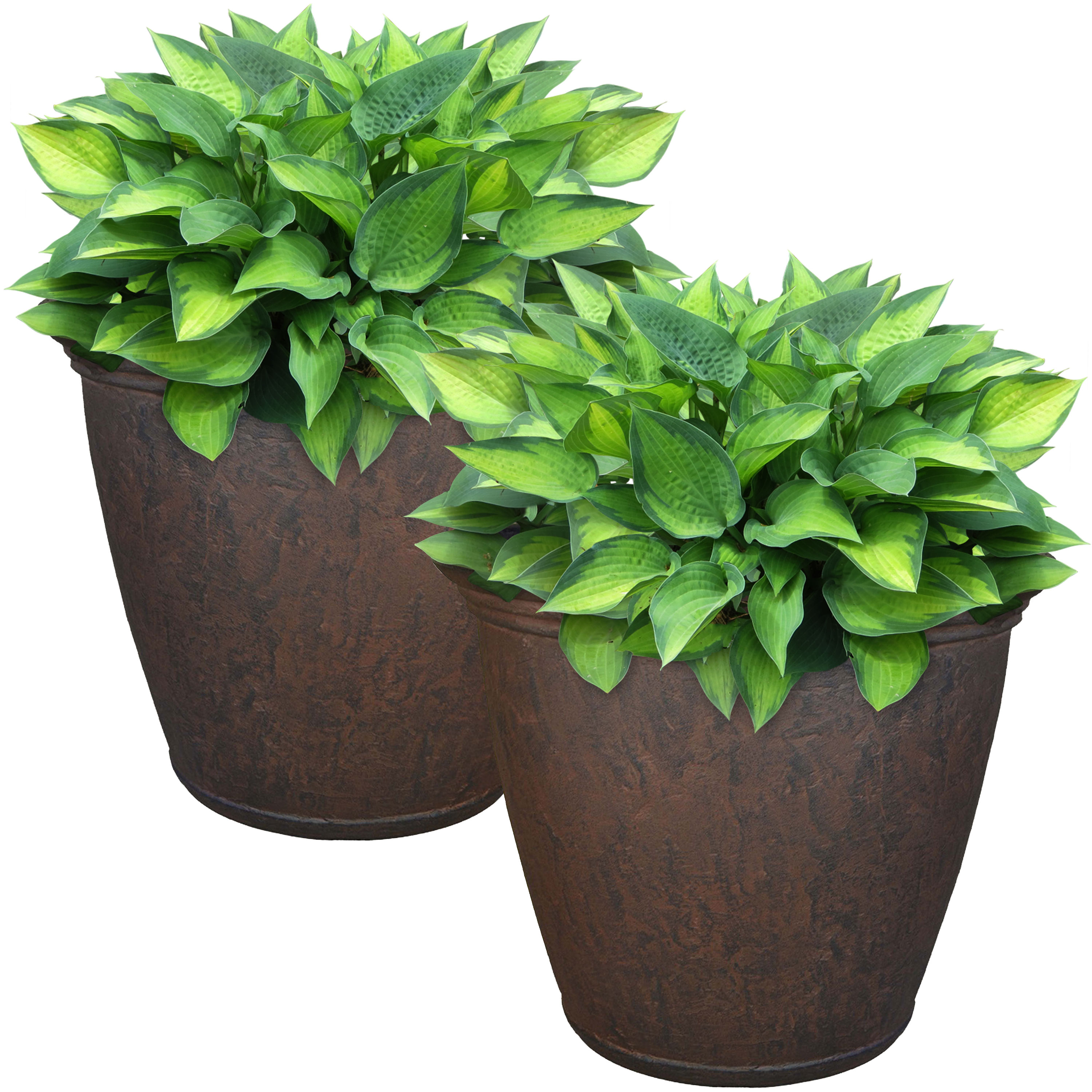 Sunnydaze Anjelica Outdoor Flower Pot Planter - Rust - 16-Inch - 2-Pack