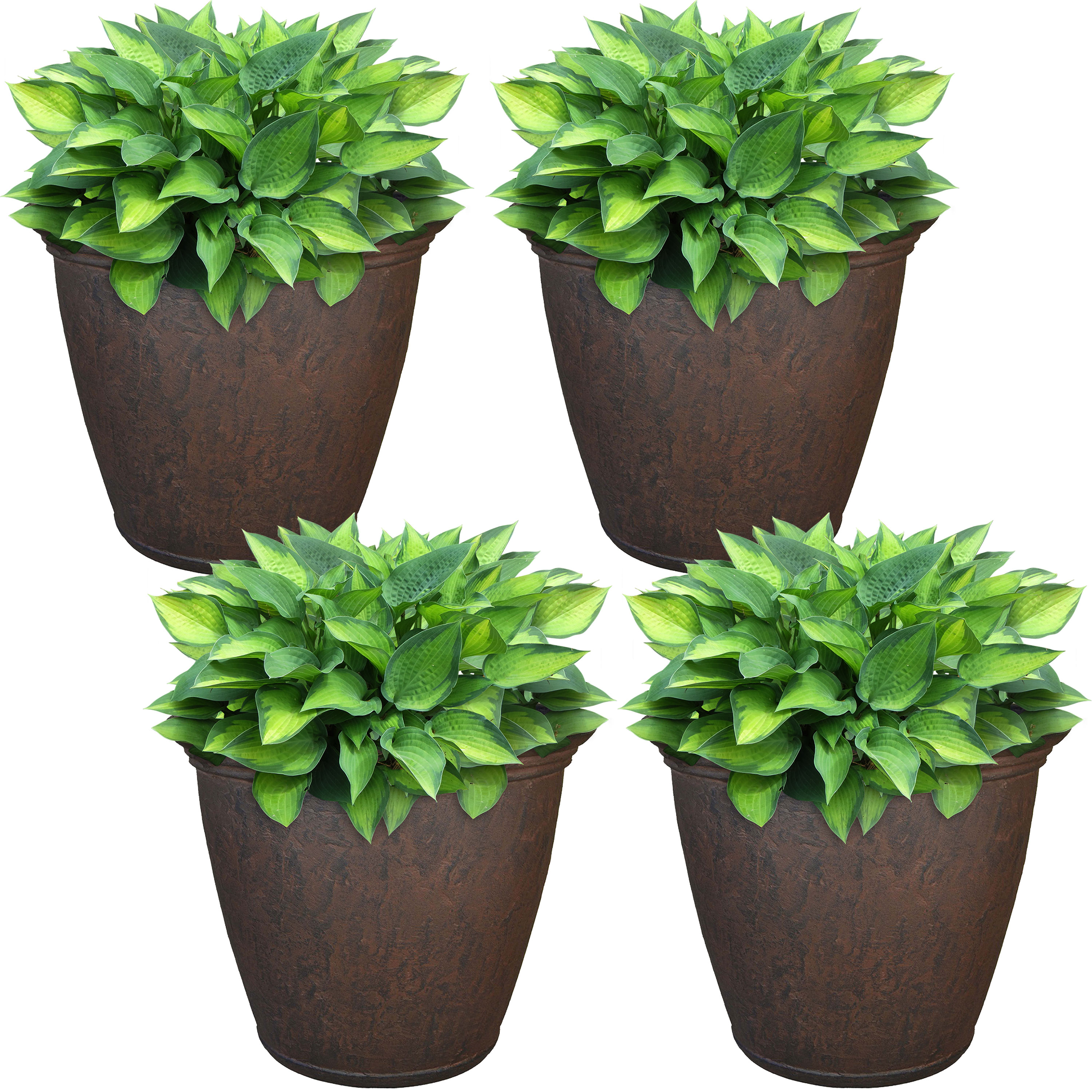 Sunnydaze Anjelica Outdoor Flower Pot Planter - Rust - 16-Inch - 4-Pack