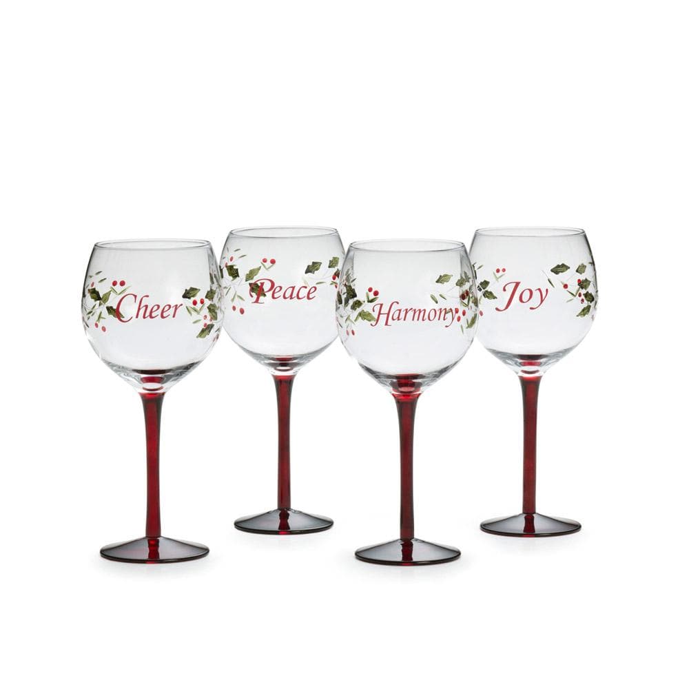 Winterberry® Set of 4 Sentiments Wine Goblets