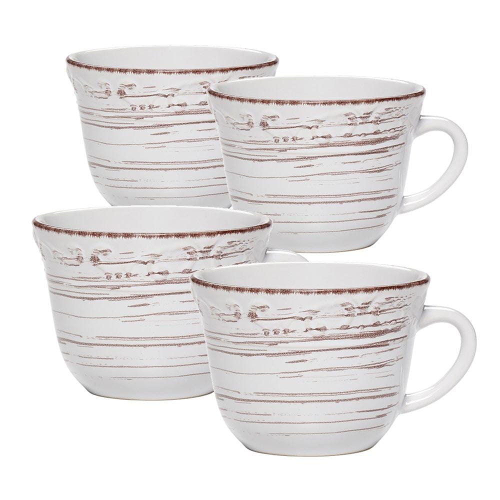 Trellis White Set of 4 Mugs