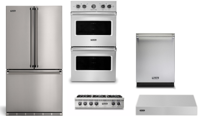 Viking 5 Piece Kitchen Appliances Package with French Door Refrigerator and Dishwasher in Stainless Steel VIRECTWODWRH316