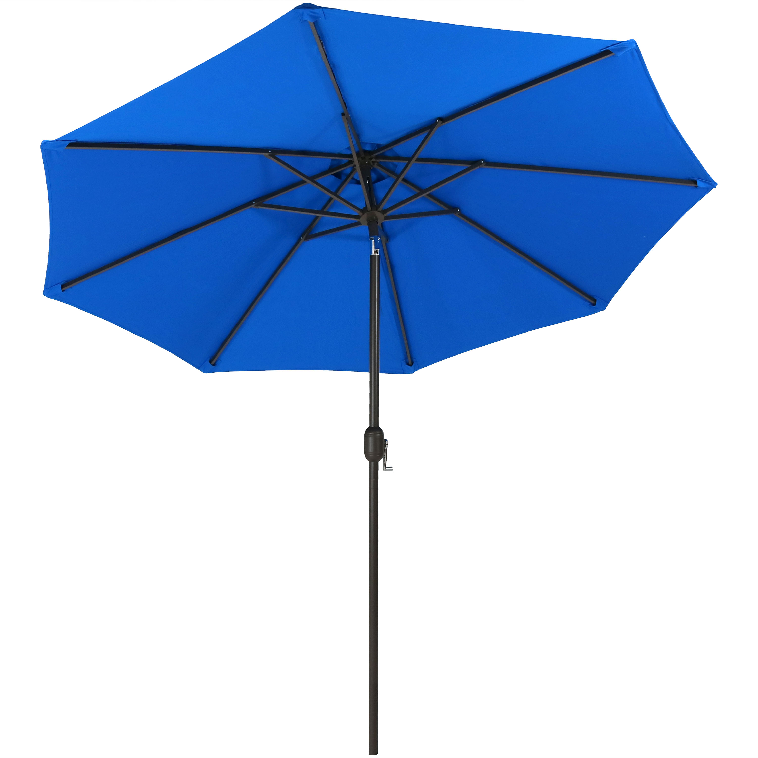 Sunnydaze 9-Foot Aluminum Sunbrella Market Umbrella with Auto Tilt and Crank, Pacific Blue