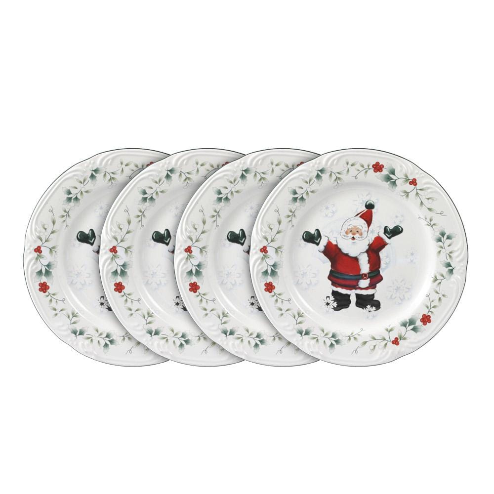 Winterberry® Set of 4 Jolly Santa Salad Plates