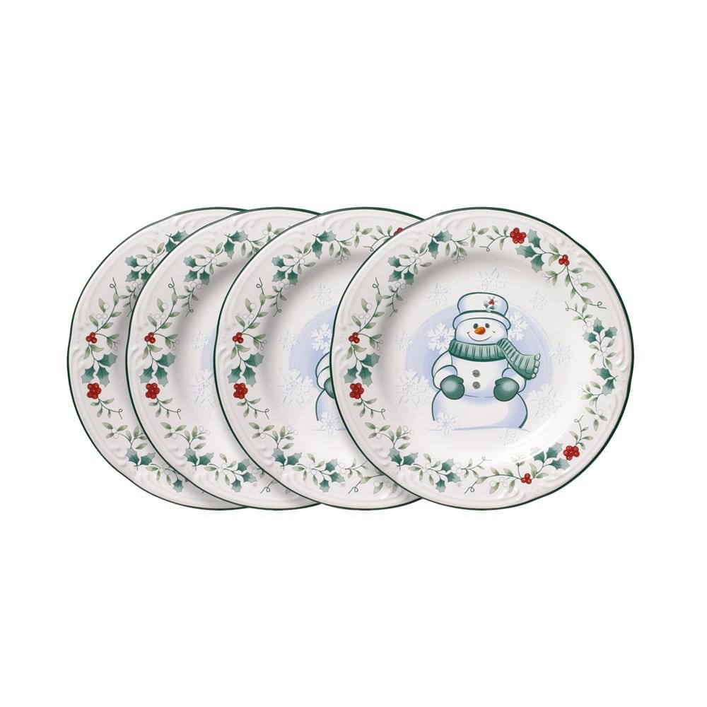 Winterberry® Set of 4 Santa Snowman Salad Plates