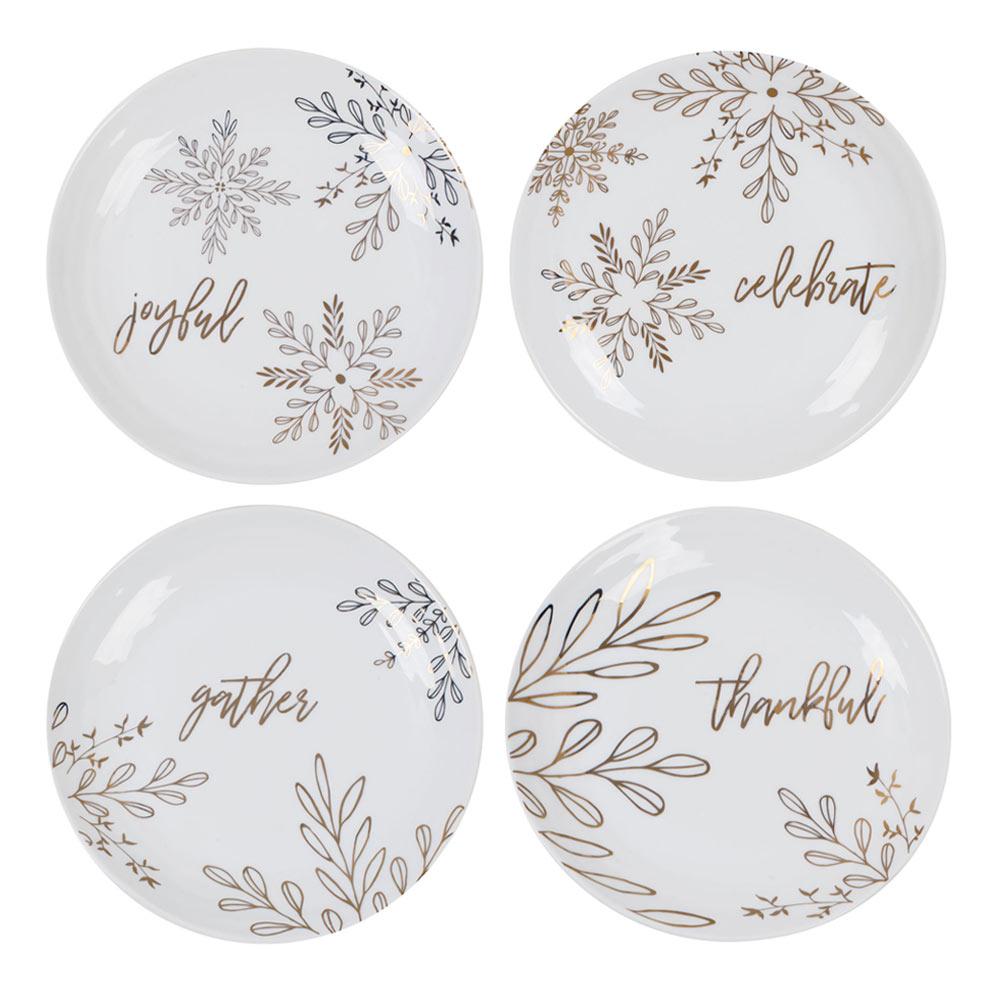 Avondelle Metallic Gold Snowflake Accent Plates Set of 4