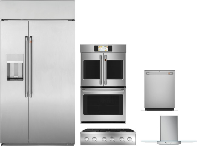 Cafe 5 Piece Kitchen Appliances Package with Side-by-Side Refrigerator and Dishwasher in Stainless Steel CAFRECTWODWRH561