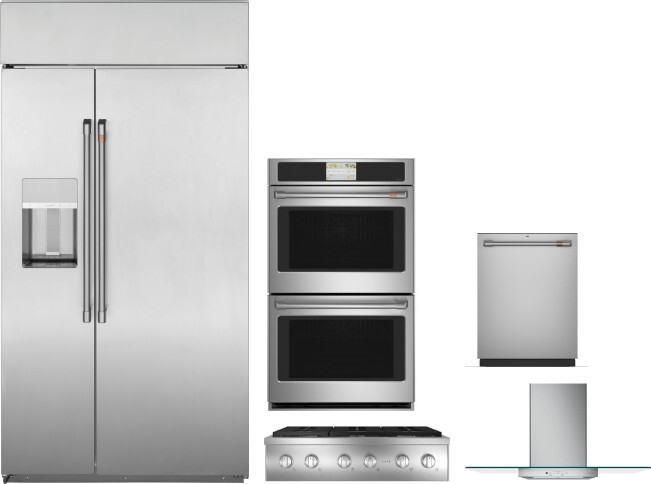 Cafe 5 Piece Kitchen Appliances Package with Side-by-Side Refrigerator and Dishwasher in Stainless Steel CAFRECTWODWRH562