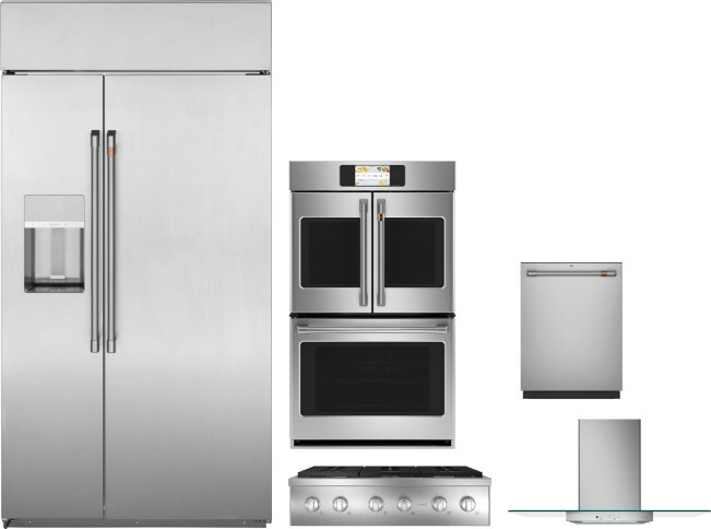 Cafe 5 Piece Kitchen Appliances Package with Side-by-Side Refrigerator and Dishwasher in Stainless Steel CAFRECTWODWRH566