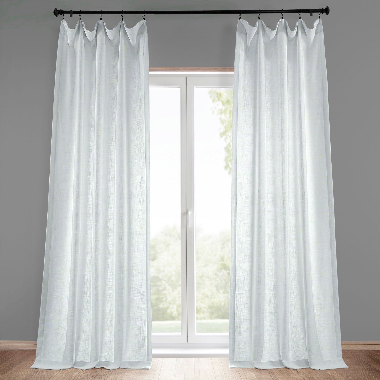 White Heavy Faux Linen Curtain