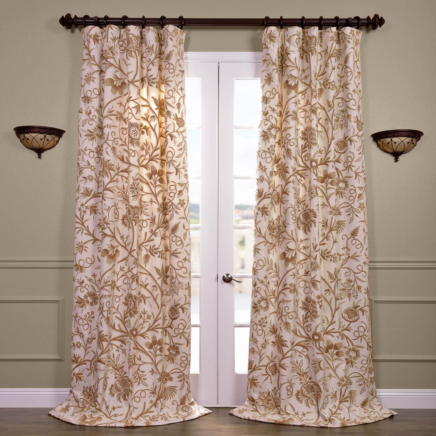 Chantal Embroidered Cotton Crewel Curtain