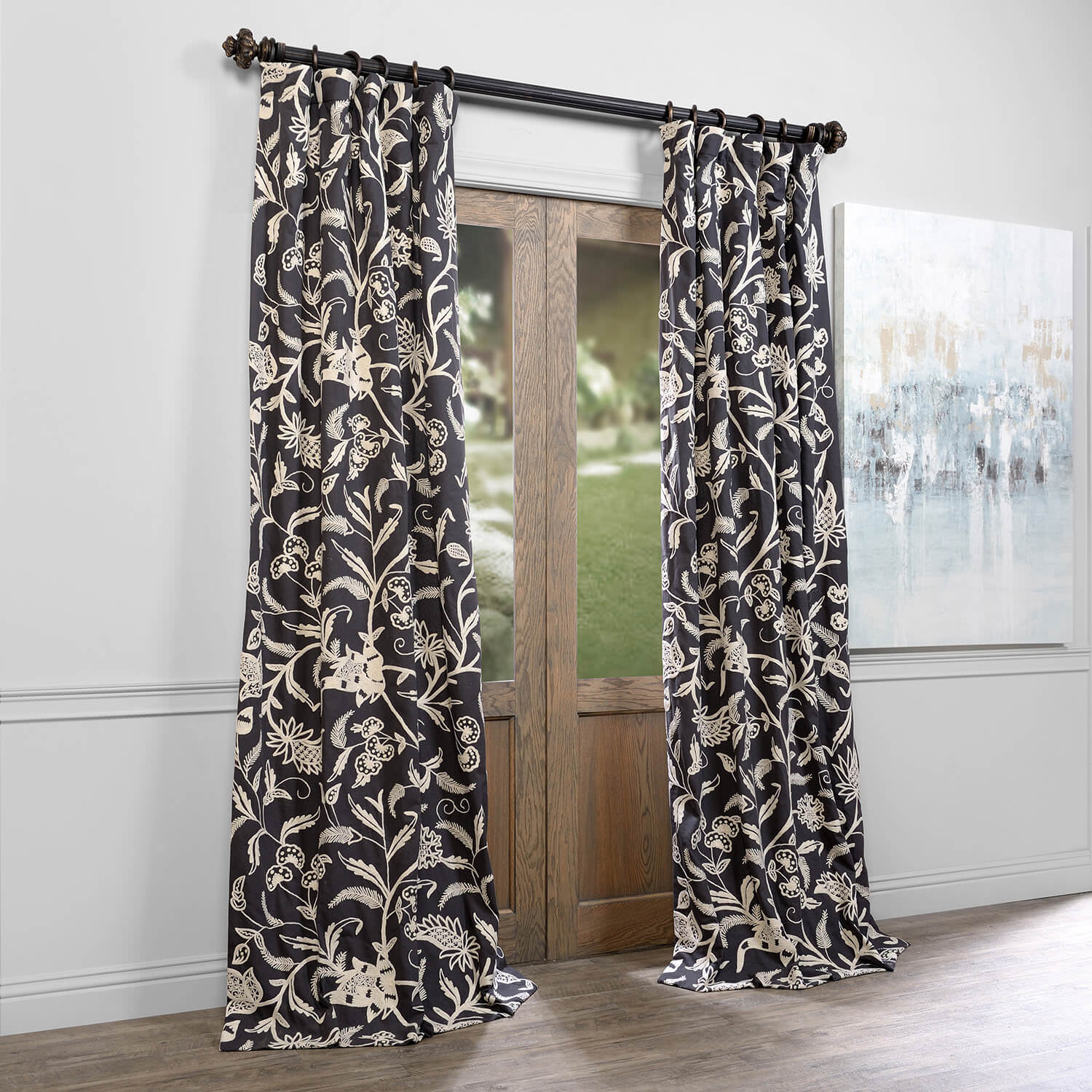 Francisco Embroidered Cotton Crewel Curtain