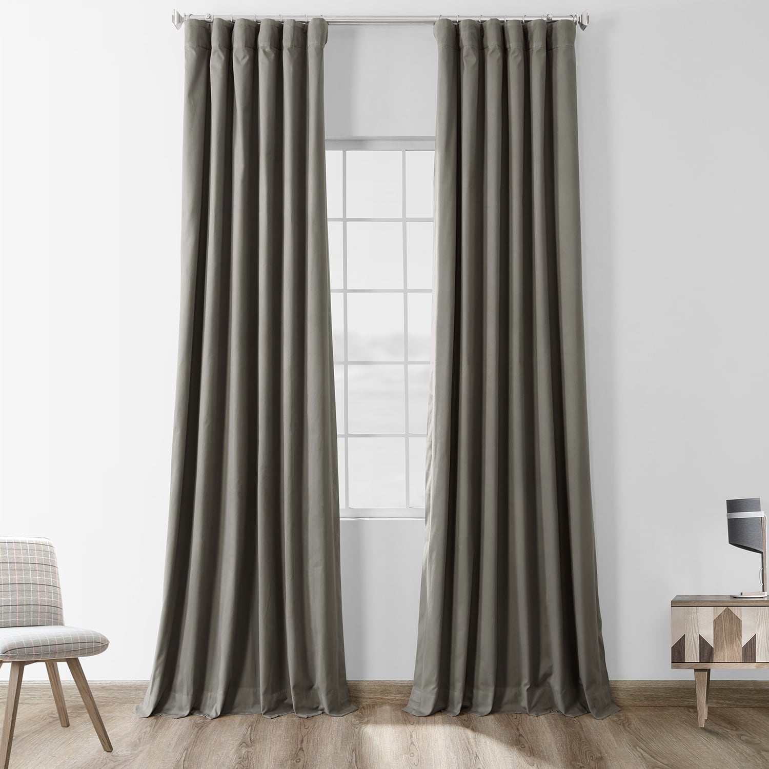 Millstone Gray Solid Cotton Blackout Curtain
