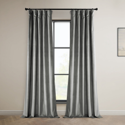 Destiny Grey Plush Velvet Curtain