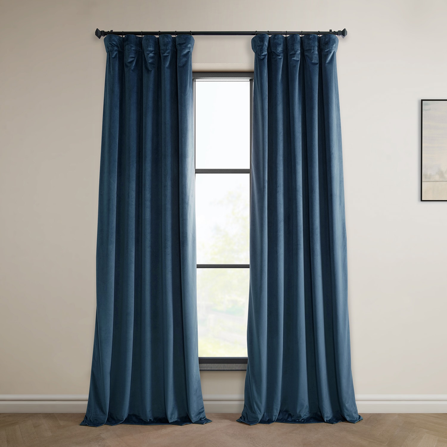 Avalon Blue Plush Velvet Curtain