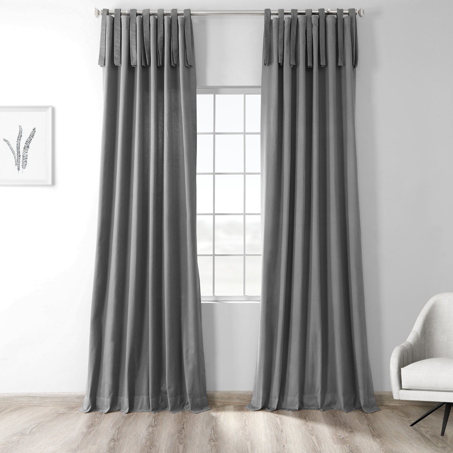 Millstone Gray Solid Cotton Tie-Top Curtain