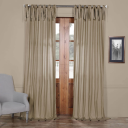 Sandstone Solid Cotton Tie-Top Curtain