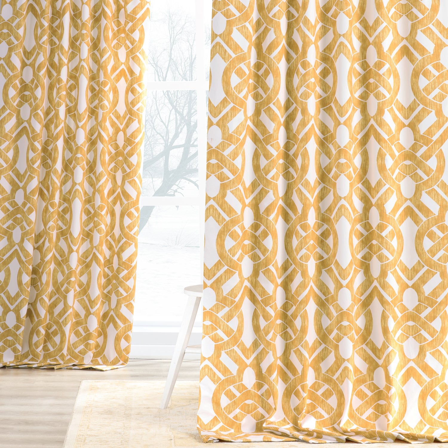 Celtic Gold Printed Cotton Twill Curtain