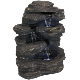 Sunnydaze Rock Falls Waterfall Fountain with LED Lights - 24-Inch