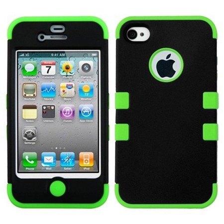 Double Layer Shockproof Hybrid Case for iPhone 4 &amp; 4s / Black/Green
