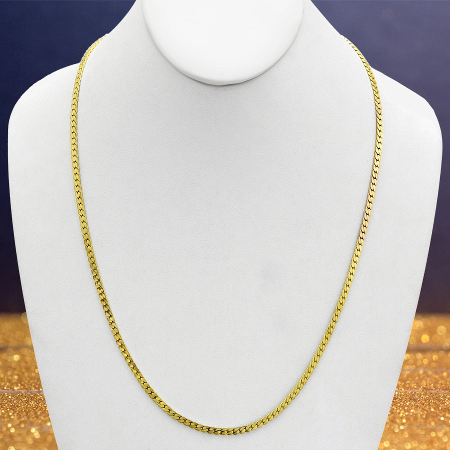 Gold Magic Herringbone Flat Chain Necklace - Size: 18&quot;