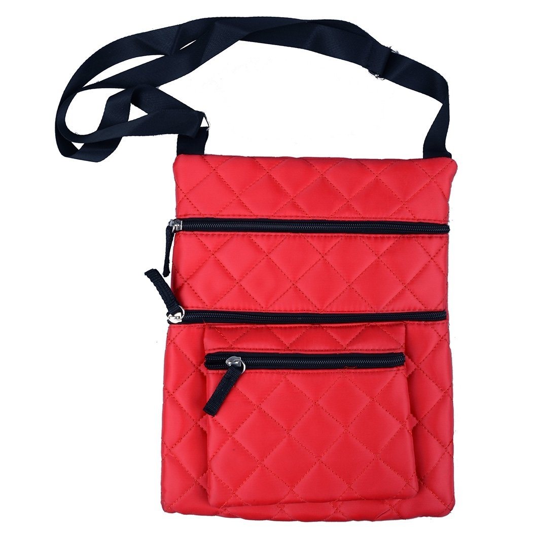 Quilted Crossbody Bag - Assorted Colors / Red