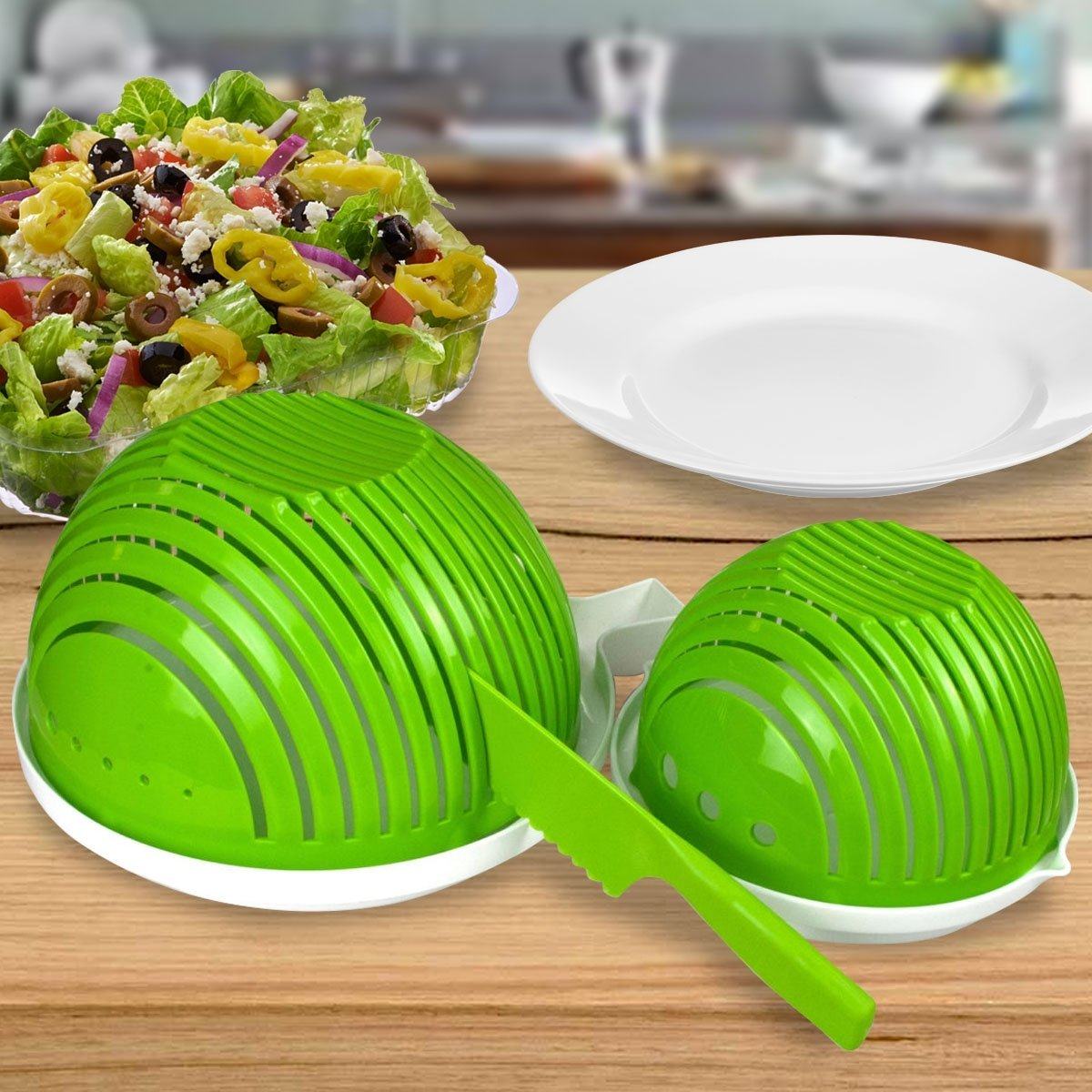 Chop Champ Set of Two Salad Cutter with Knife