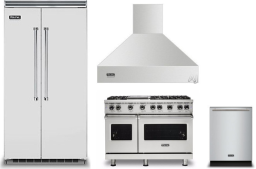Viking 5 4 Piece Kitchen Appliances Package with Side-by-Side Refrigerator, Gas Range and Dishwasher in Stainless Steel VIRERADWRH1012